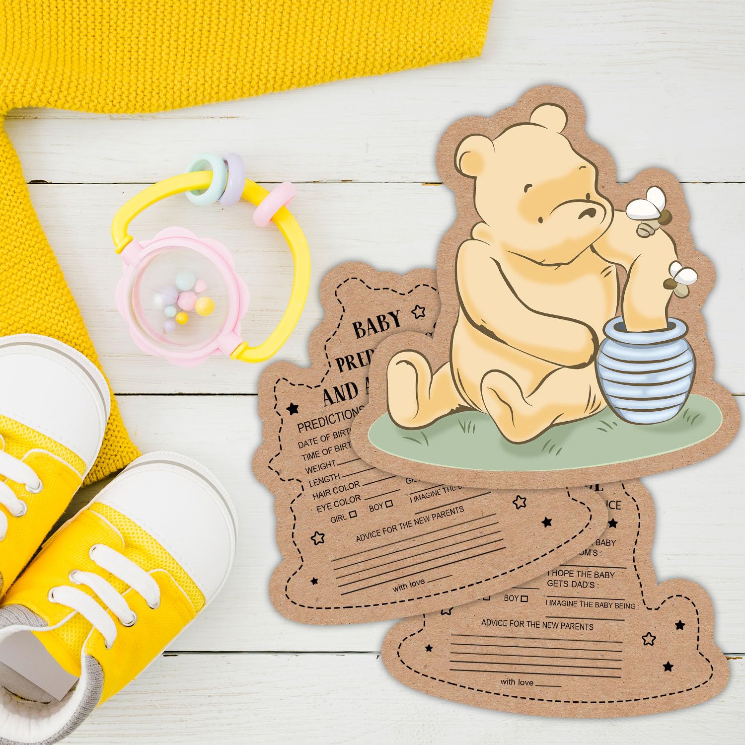 30Pcs Winnie Baby Shower Games-Pooh Baby Shower Party Games-Bear Baby Shower Decorations-Gifts For Mommy To Be-Baby Shower Advice Cards