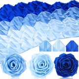 429 Pcs Premade Satin Ribbon Rose Petals Half Finished Three Color Eternal Rose Diy Flowers Bouquets Everlasting Floral For Birthday Wedding Anniversary (Dusty Blue)