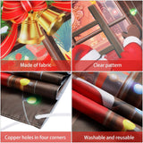 2 Pcs Christmas Decorations Santa Door Cover Xmas Backdrop Banner With Santa Climbing The Window And Gift Pattern Eve Decor For Party House Photo Booth Props