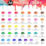 Acrylic Paint Set With 12 Brushes, 36 Colors (59Ml, 2Oz) Art Craft Paints Gifts For Artists Adults Beginners Painters, Halloween Pumpkin Canvas Ceramic Wood Rock Painting Kit Art Supplies