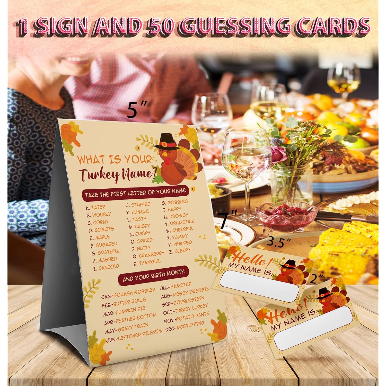 Thanksgiving Games Sign - What'S Your Turkey Name, Thanksgiving Activities For Family, Fall Party Games (2C)