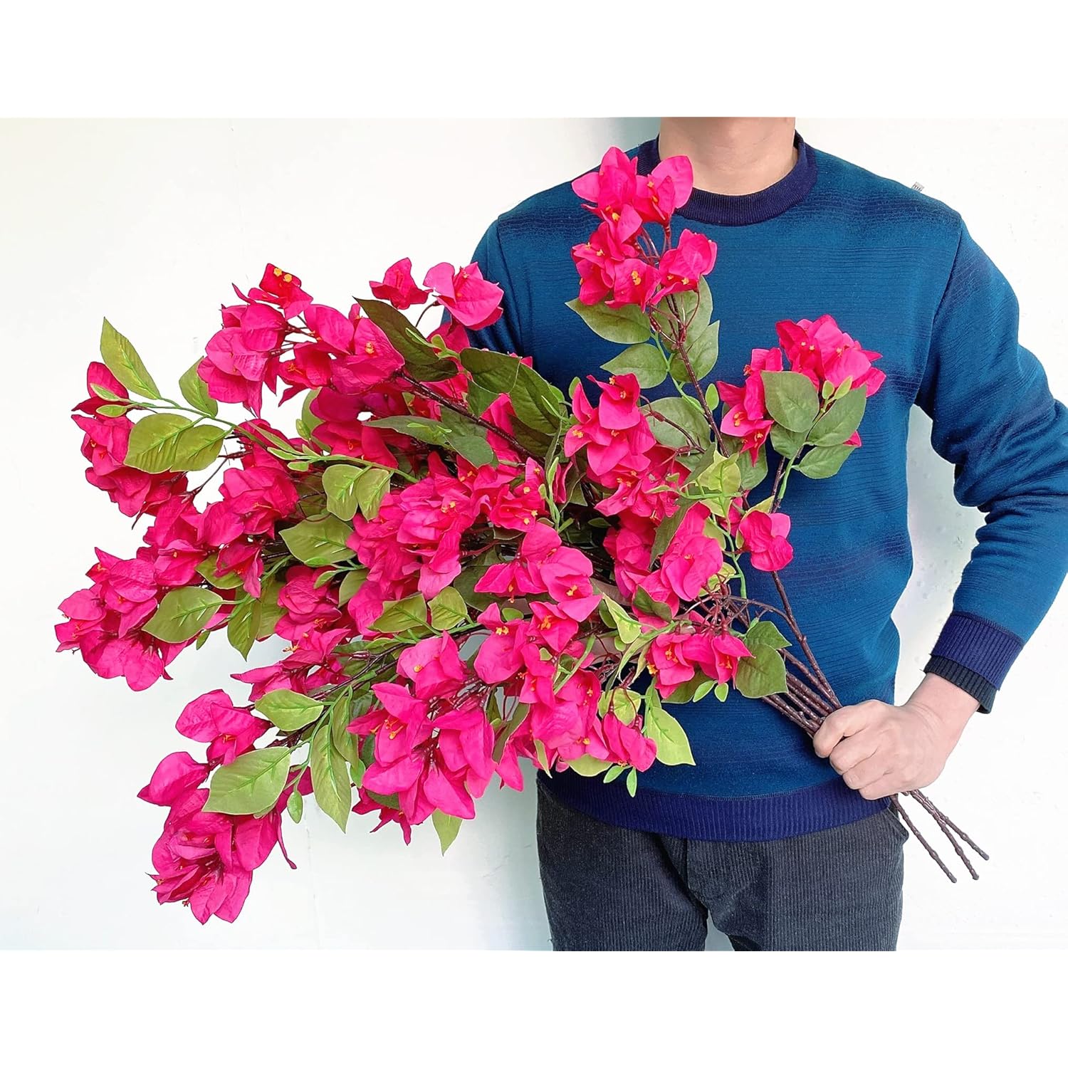 Pack Of 8 Artificial Flowers Stems Silk Bougainvillea Branches For Wedding Centerpieces, Table Runner, Indoor & Outdoor Decoration - 30 Inch (Fuchsia) 1