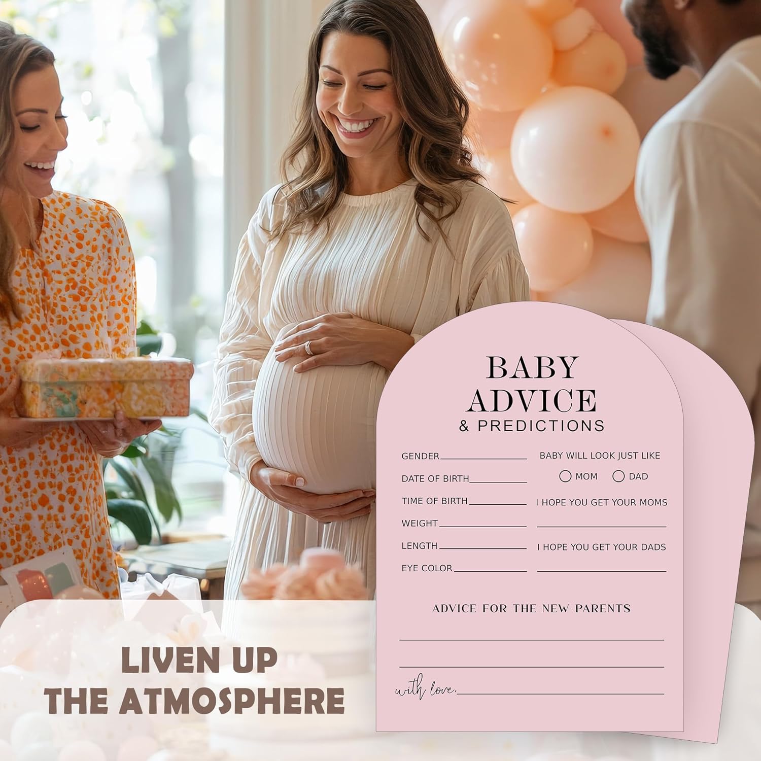 Baby Predictions And Advice Cards - 30Pcs Gender Reveal Games For Guests, 5 X 7 In Baby Shower Activities For Guests, Gender Neutral Decor Table Decorations For New Parents-Pink