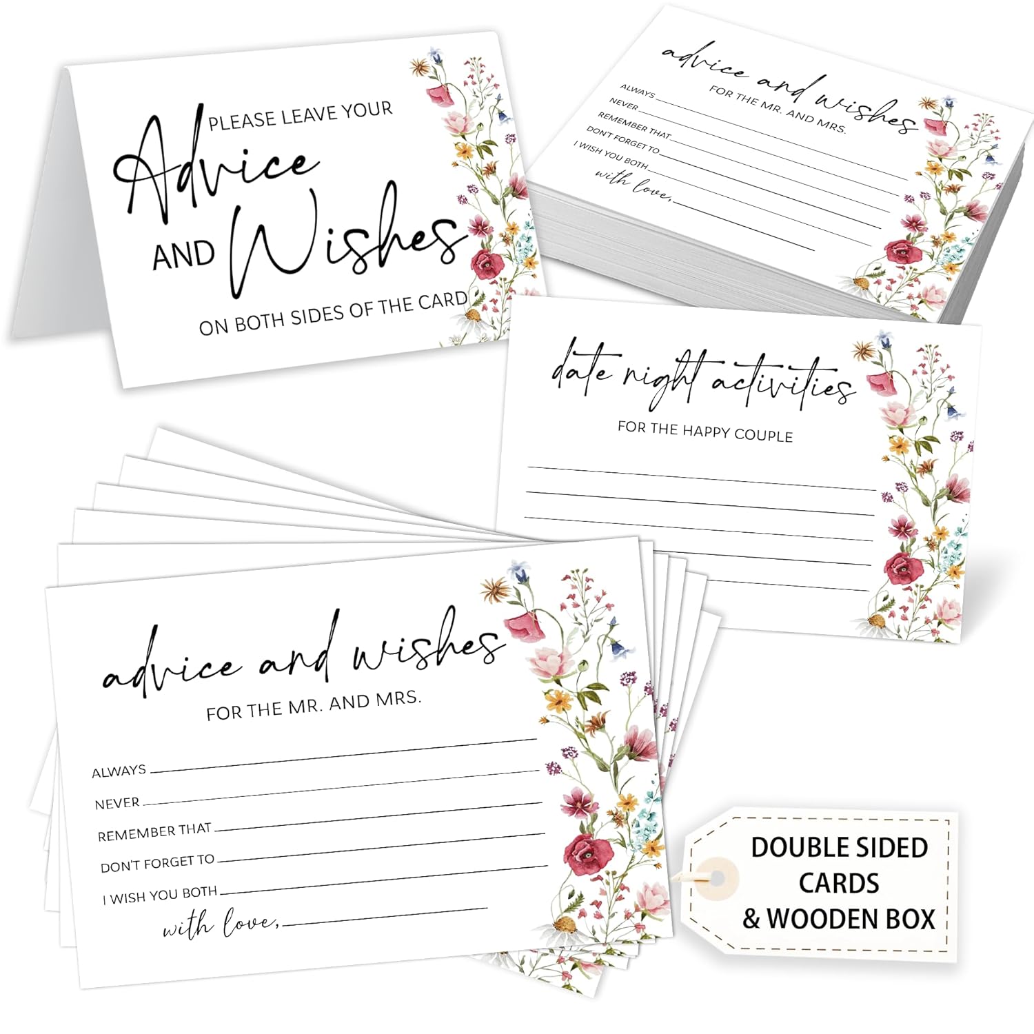 50 Packs Wedding Advice Cards Bridal Shower Game Cards Reception Guest Book For Bride Groom Newlywed Engagement Party Decoration -A04