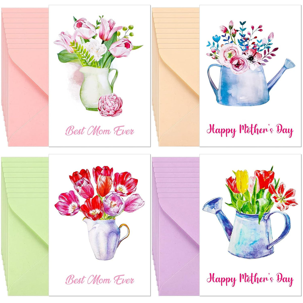 36 Sets Mother'S Day Card Bulk 4 X 5.5 Inch Assorted Floral Cards And Envelopes Small Note Cards Loving Greeting Wish Cards Blank Notecards For Mother'S Words