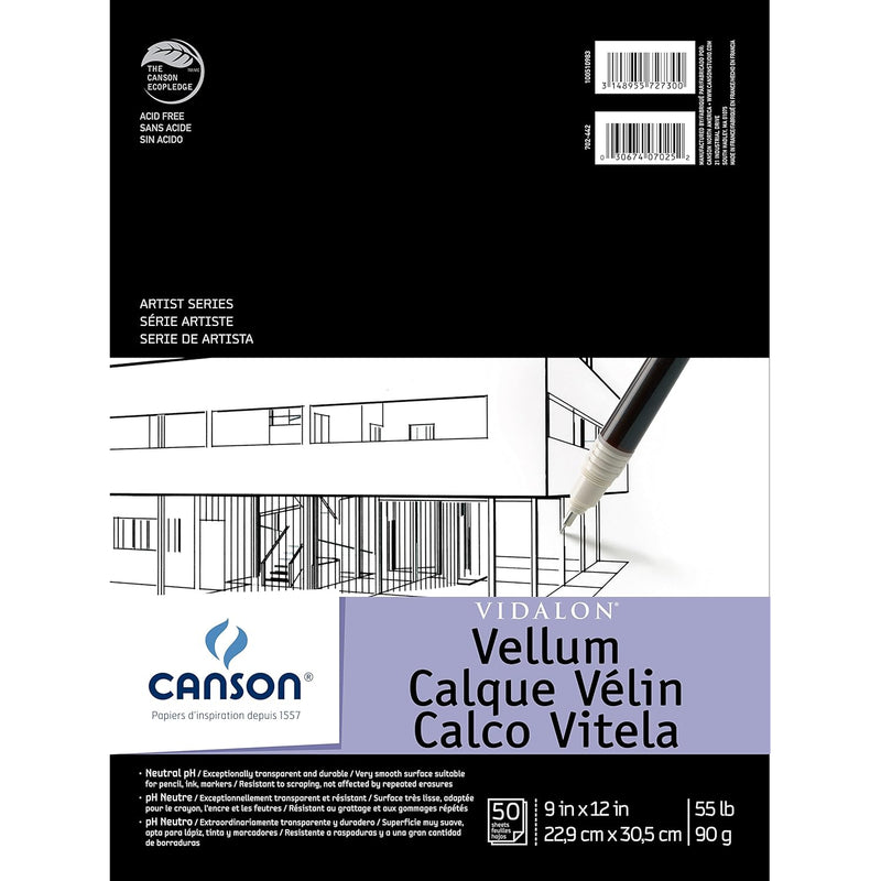 Artist Series Vidalon Vellum Paper Pad, Translucent And Acid Free For Pencil,