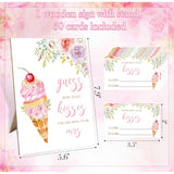 How Many Kisses Bridal Shower Game, 5X8 Pink Ice Cream Sign & 50 Cards, Wedding Decor, Wedding Shower Games For Bridal Shower, Engagement Party, Bachelorette Party Night,3