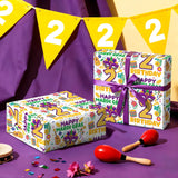 Carnival 2Nd Birthday Wrapping Paper Roll - Mini Roll - 17 Inch X 16.5 Feet - Happy Mardi Gras Wrapping Paper For Kids Boys Girls Birthday, Carnival, Mardi Gras Party