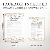 Baby Shower Game Cards, 30 Double-Sided Game Cards & 1 Answer Cards, Baby Announcement, Family Feud Game Cards, Spring Flower, Gender Reveal Party Favor, Activity - C08