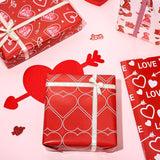 12 Sheet Valentine’S Day Wrapping Paper Love Heart Gnome Fingerprint Gift Wrap Paper Folded Flat Red Diy Craft Art Paper For Birthday Wedding Party Supplies, 19.7 X 27.6 Inch