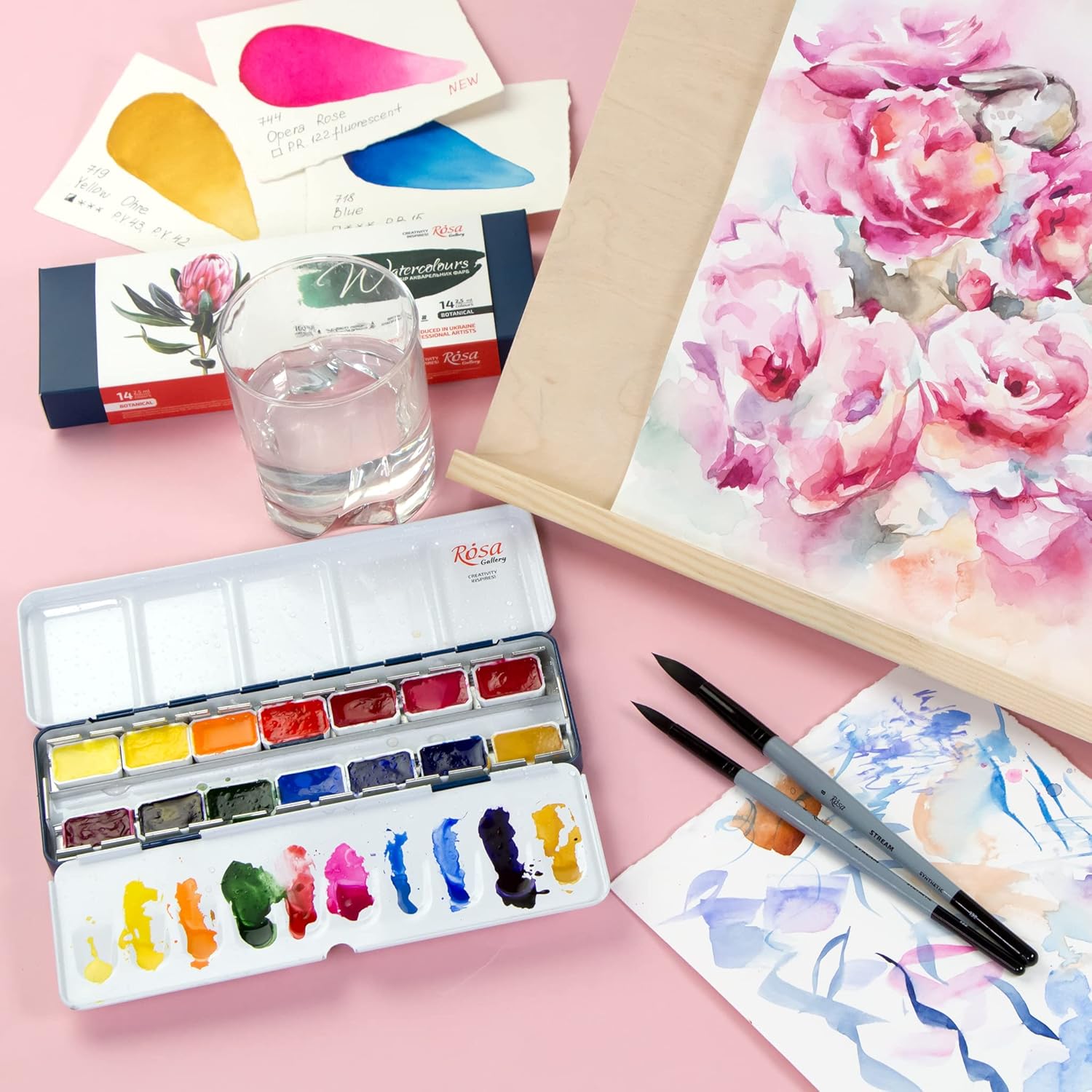 Watercolor Paint Set Botanical Unique Palette, Full Pans 2.5Ml, Metal Case, Extra Fine Professional Watercolours (14 Full Pans)