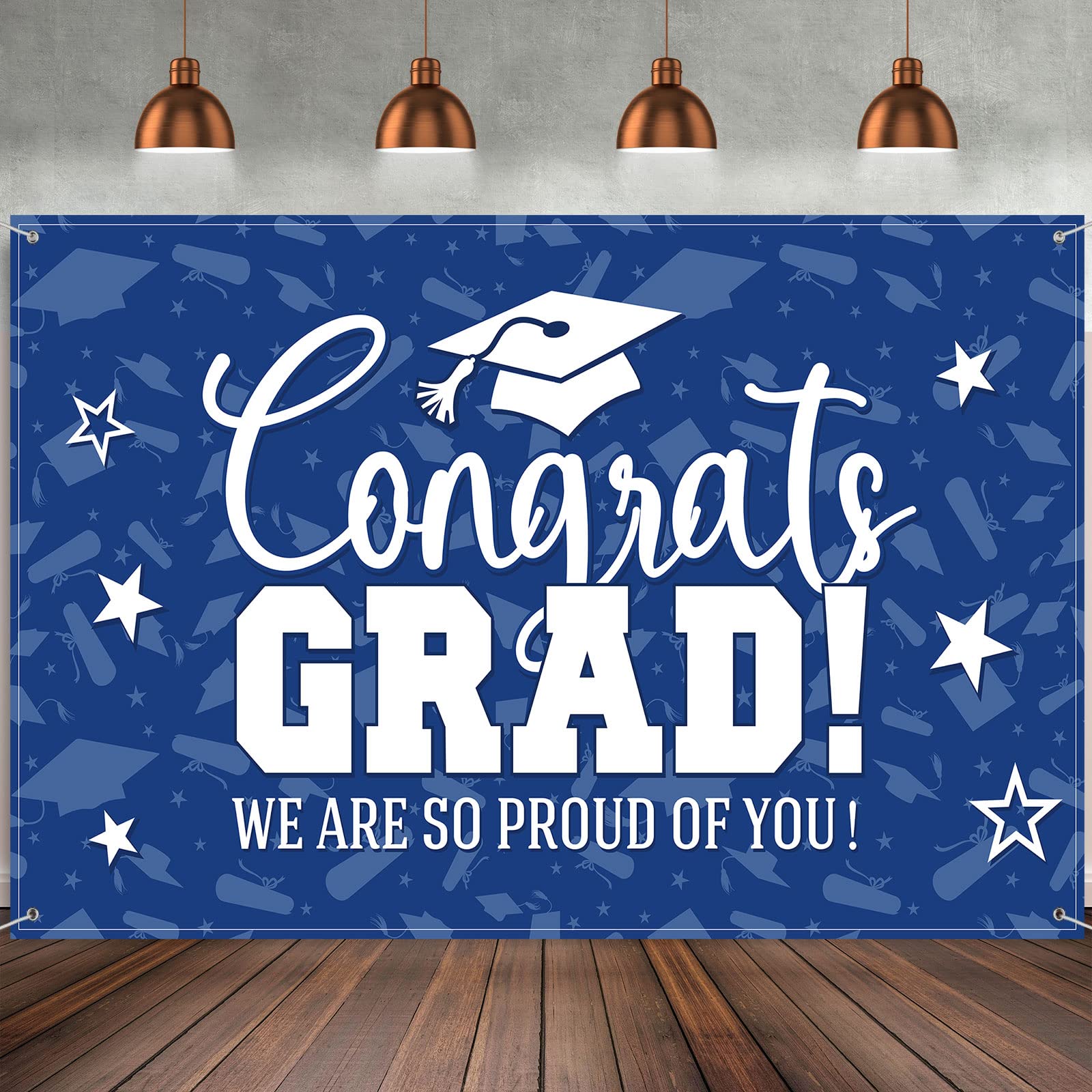 Graduation Decorations Grad Backdrop Banner Class of 2026 Graduation Backdrop Background for Grad Party Photo Studio Props Decoration Sign Supplies, 72.8 x 43.3 Inch (Blue)