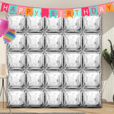 25 Pcs 19Inches Silver Square Foil Balloons Wall | Double Sided Cube Balloons Tunnel Arch Kit - Ideal For Birthday, Wedding, Anniversary Background Decorations(Silver)
