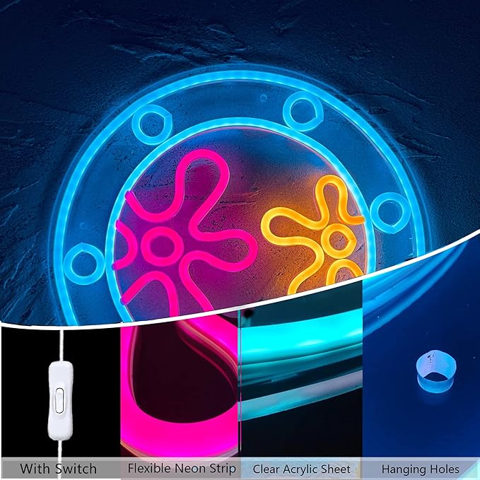 Ocean World Porthole Neon Sign LED Under Sea Wall Light USB Night Light Room Decor