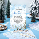 321 Pcs Blue Snowflake Baby Shower Game Supply For Girl Or Boy 5 Set Include 50 Activity Card 20 Pencil 1 Don'T Say Baby Sign 50 Clothespin For Price Is Right Prediction Bingo Game Party Decor