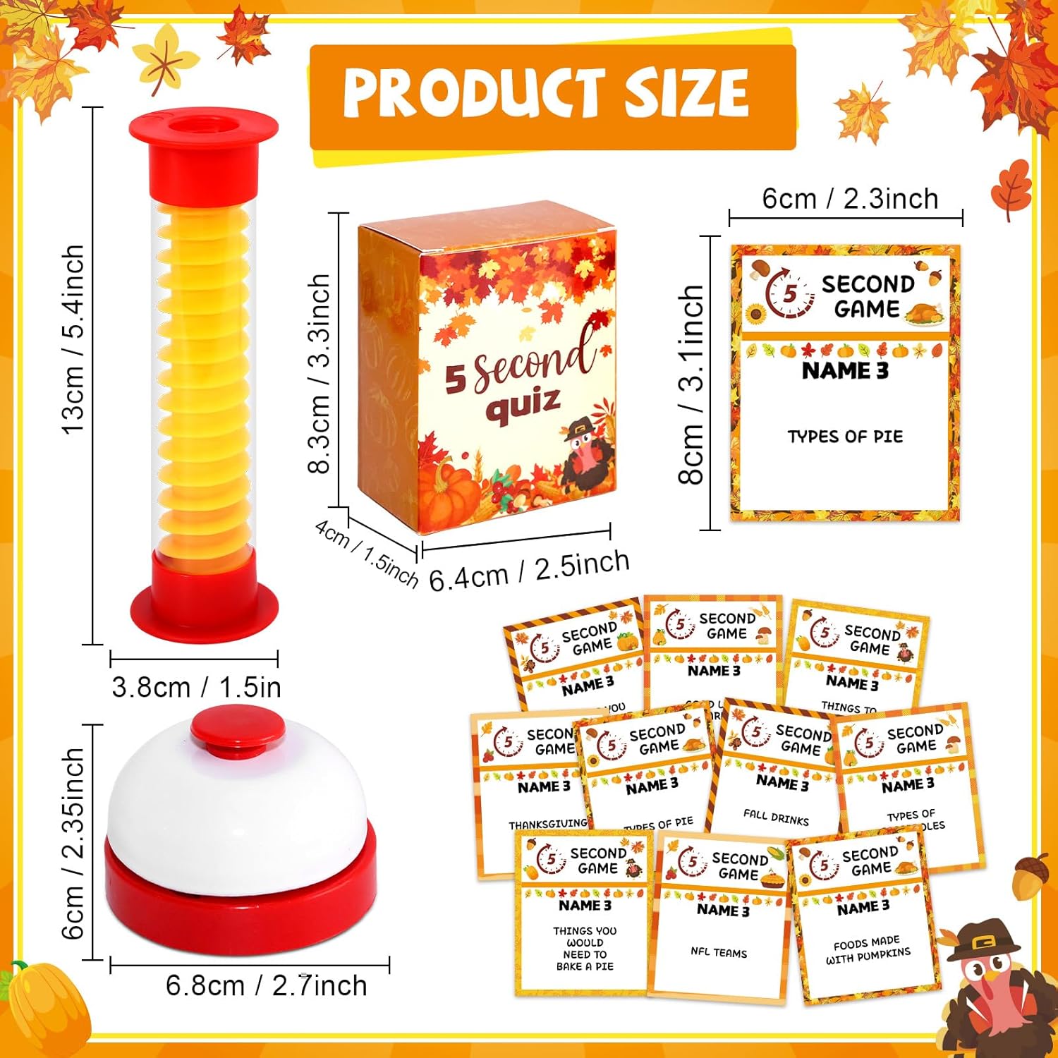 5 Second Games 100 Thanksgiving Party Cards 5 Second Question Cards Games Kits With Hourglass Timer For Adults Family Thanksgiving Party Travel Night Sleepover Think Fast And Shout Out Answers