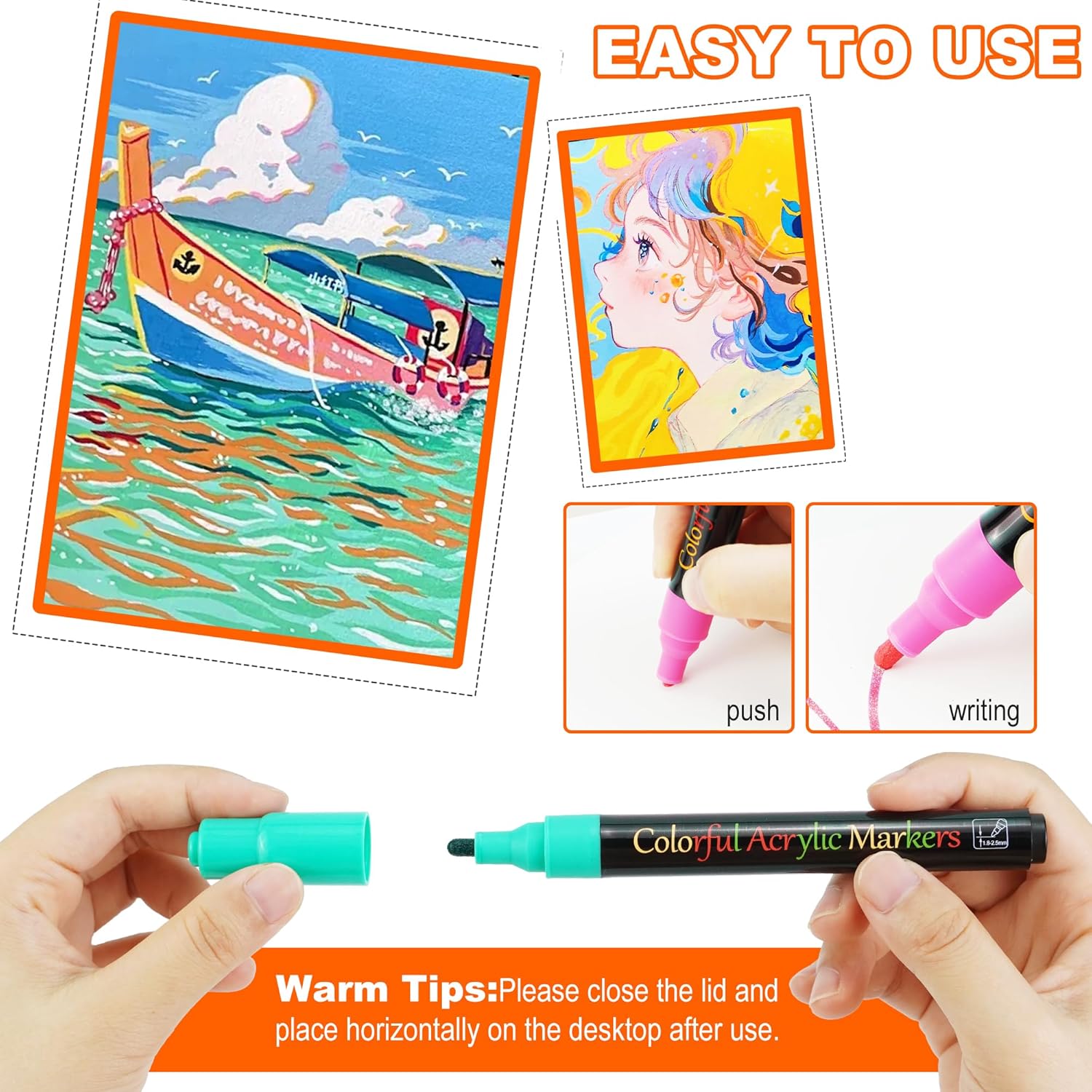 24 Colour Acrylic Paint Marker, 2-3Mm Suitable For Students, Adults Rock Painting, Drawing, Marking, Card Making, Christmas Cards, Doodling, Diy, Metallic Glitter Set