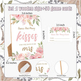 How Many Kisses Bridal Shower Games, How Many Kisses For The Soon To Be Mrs, 1 Wooden Sign With 50 Cards, Pink Flowers Guessing Game For Wedding, Bachelorette Party, Engagement Decoration