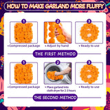 6 Pcs 5 Feet Long Strands Marigold Flowers Garland With Pendant Indian Wedding Decoration Artificial Decorations For Altar Faux Flower For Diwali, Pooja, Bush Floral Party (Orange)