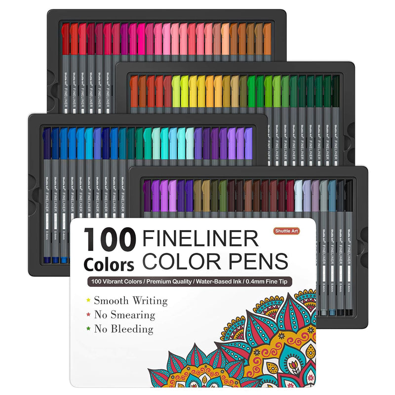 Fineliner Pens, 100 Colors 0.4Mm Fineliner Color Pen Set Fine Line Drawing Pen