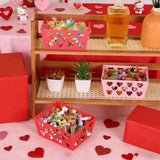 18 Pcs Pink Red Valentine'S Day Baskets, 5.51 X 4.33 X 2.44 Small Heart Hollowed Plastic Food Fruit Bread Valentine Baskets Bulk Empty Love Gift Container Storage Bins For Valentine'S Day Party Favor