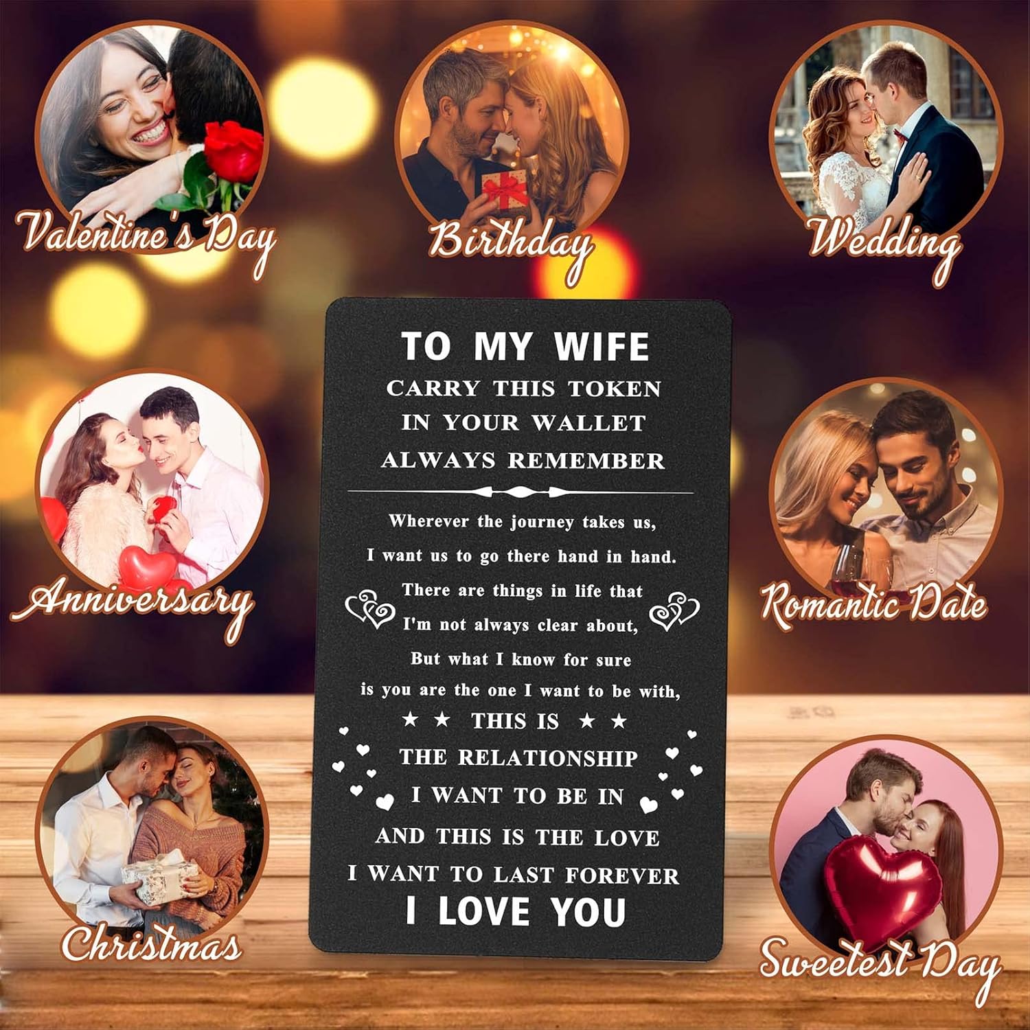 Anniversary Card For Wife Birthday Gifts, Christmas Gifts For Wife Wallet Card, Mothers Day, Valentines Day Gift For Her