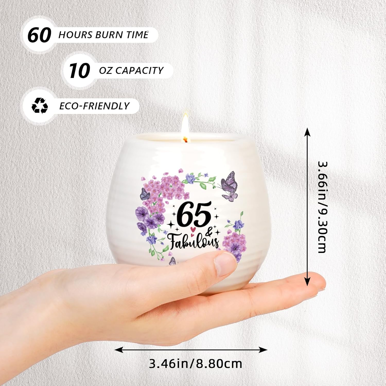 65Th Birthday Gifts For Women, 65Th Birthday Candle 10Oz, Gift For 65 Year Old Woman,65 And Fabulous Candle, Lavendar Wax Soy Candles, Gifts For 65 Year Old Mom,Grandma,Aunt,Sister