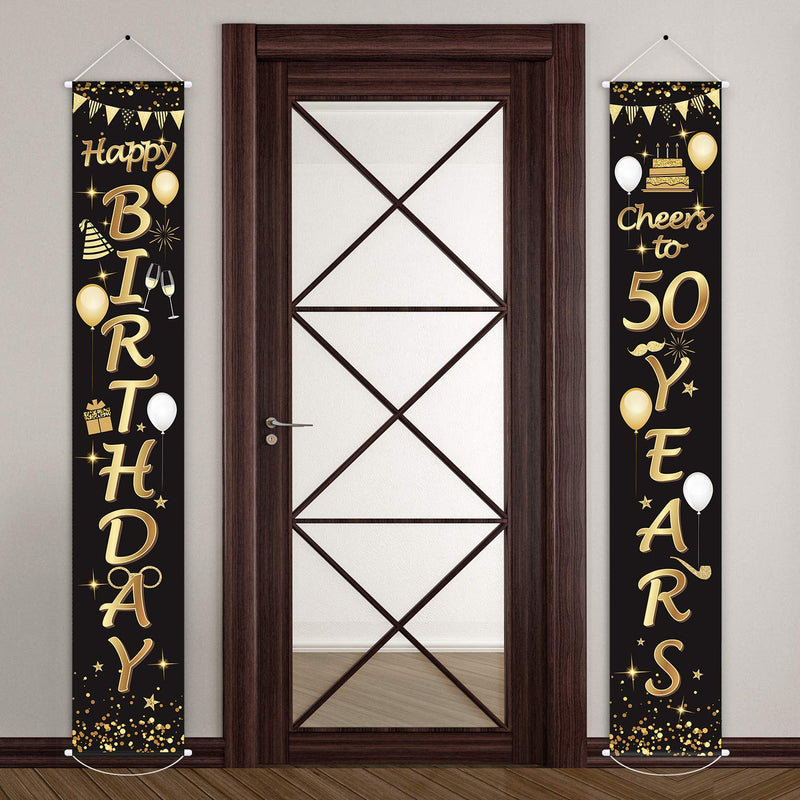 2 Pieces 50Th Birthday Party Decorations Cheers To 50 Years Banner 50T