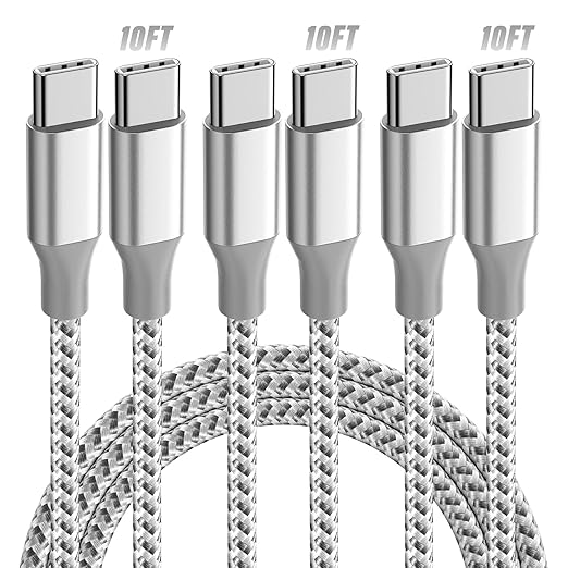 3 Pack 10FT USB C to USB C Fast Charging Cable 60W Type C Charger for iPhone 17 16 15 iPad MacBook