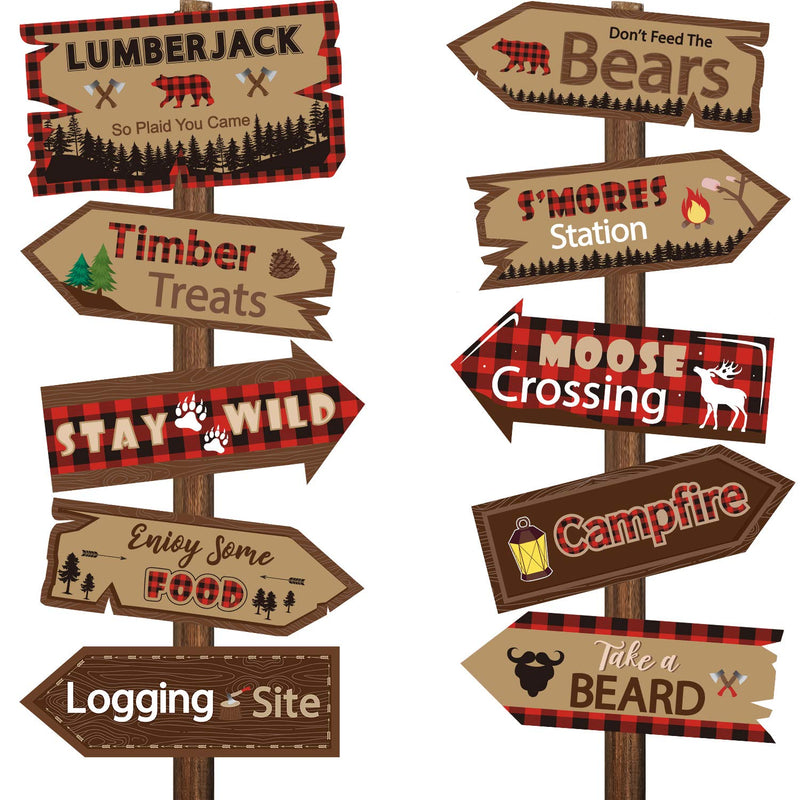 20 Pieces Lumberjack Party Directional Welcome Signs Door Cutouts Camp