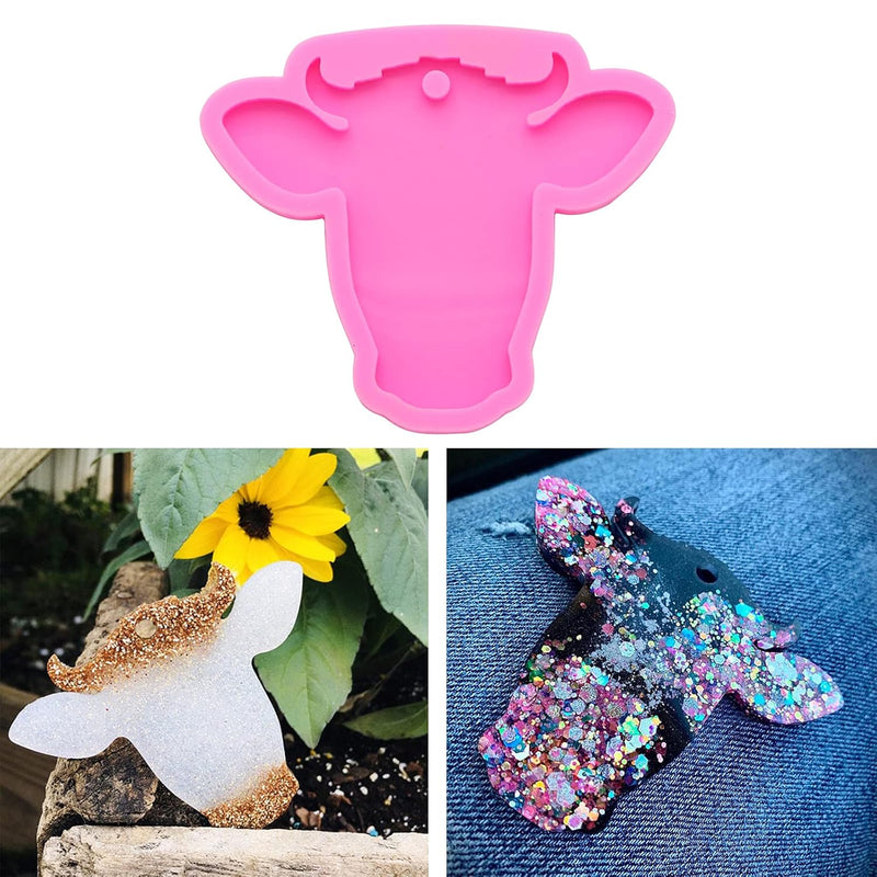 Shiny Glossy Bull Head Shape Silicone Mold Cow Face Keychain Polymer C