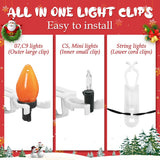 120 Pcs Christmas Light Clips, Waterproof Gutter Hooks For Outside String C7, C9 And Mini Lights, All In One Roof Hangers For Christmas Gutters, Shingles, Fence