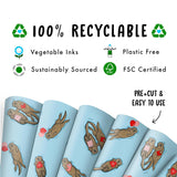 6X Wrapping Paper Sheets - Birthday Otter Gift Wrap For Men Women - Friends Wrapping Paper - Valentines Day Wrapping Paper For Him Her - Christmas Wrapping Paper Blue Comes With Stickers