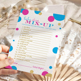 Baby Shower Games - Word Scramble For Boys Or Girls - Gender Reveal Activity Cards - Pink And Blue Theme - 25 Pack, 4X6 Size