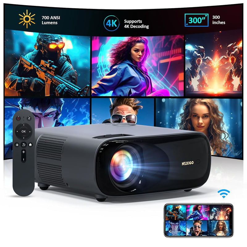 PJ40 Gen 3 Projector, 1080P, 4K, WiFi/Bluetooth, 20W Speakers, TV Stick/iOS/Android