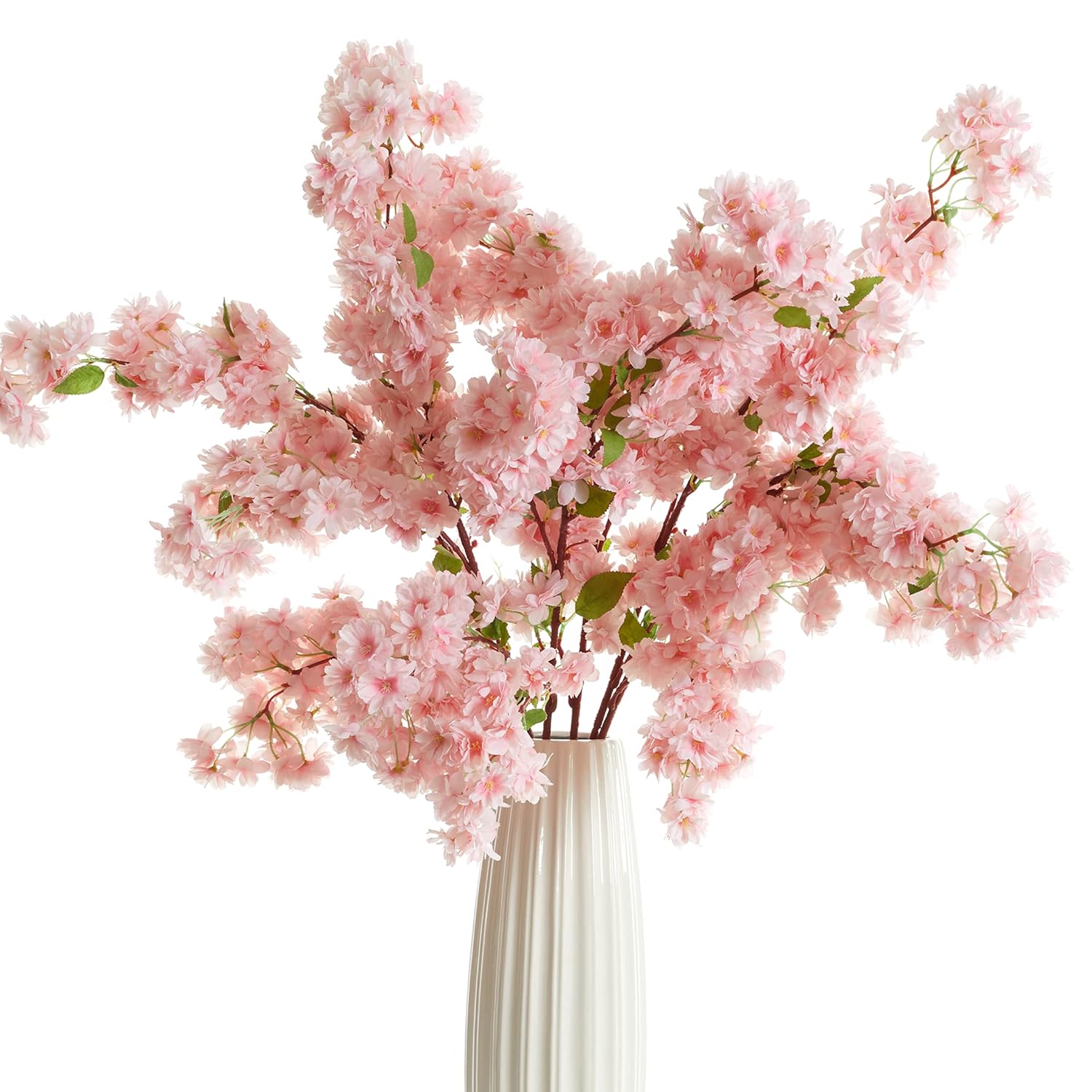 6Pcs Cherry Blossom Branches, Artificial Fake Flowers Stems Silk Tall Flower Arrangement Cherry Blossom Decor For Home Wedding Centerpieces Decoration(Pink)