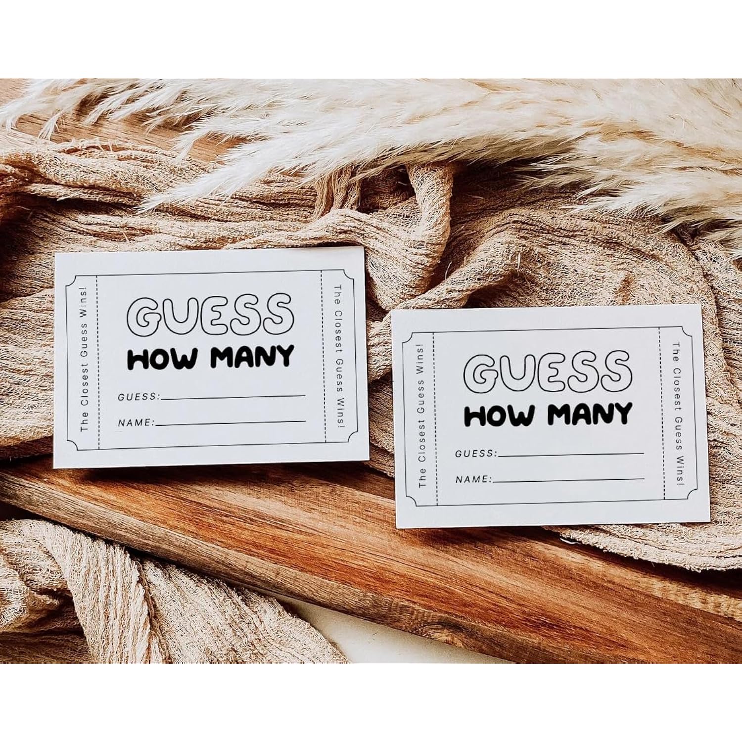 Guess How Many Cards, Bridal Shower Games, Baby Shower Games, 3.5 X 2 Inches, 50 Pack, Minimalist