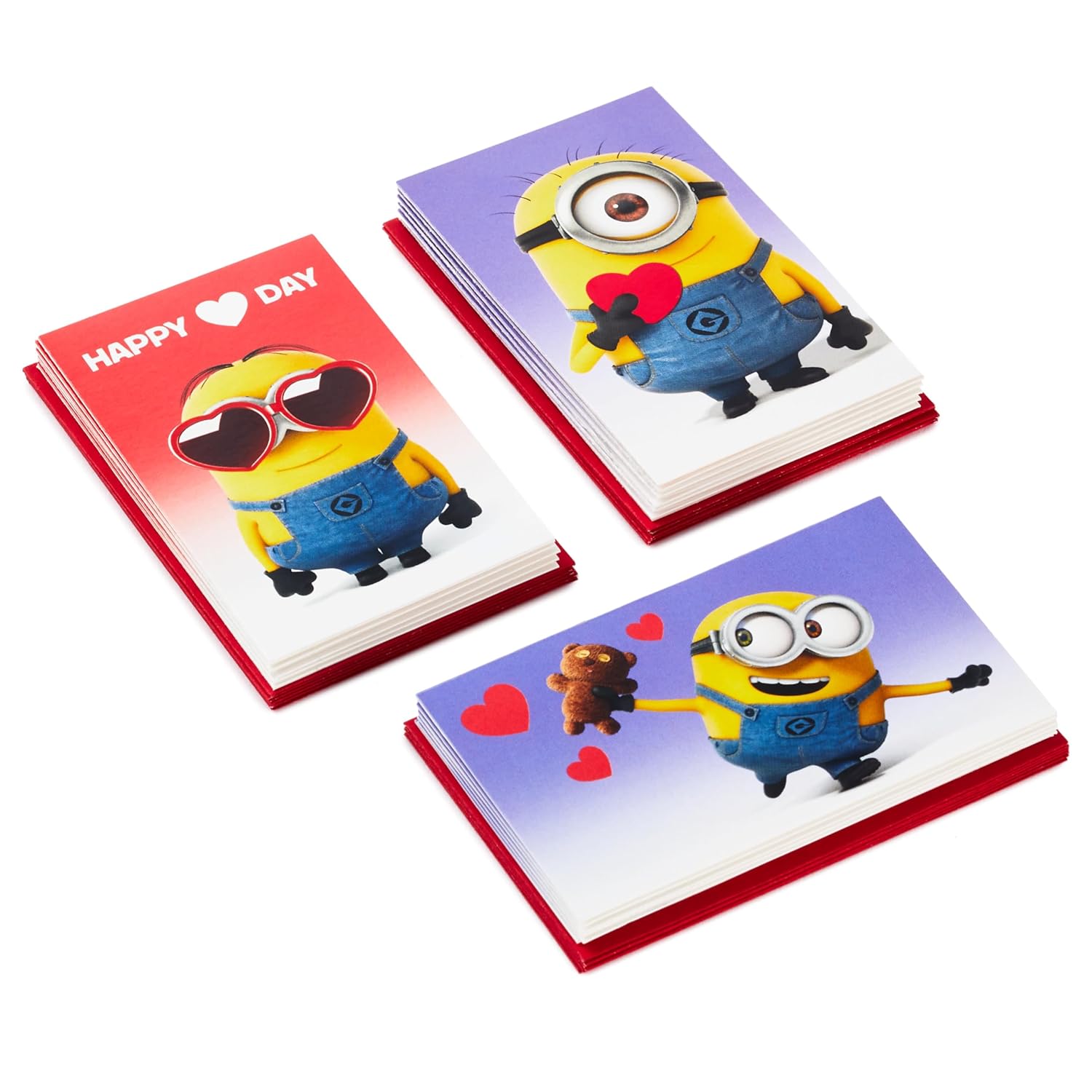 Hallmark Minions Mini Valentines Day Cards and Stickers for Kids School (18 Classroom Valentines with Envelopes)