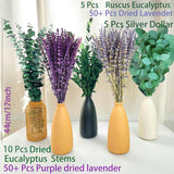 Fortunate Flower 120+ Pcs Dried Lavender And Eucalyptus For Shower, Fresh Eucalyptus Plant Live Lavender Plants For Inside, Real Lavender Flowers Bundles Bouquet Dried Eucalyptus Stems Leaves For Vase