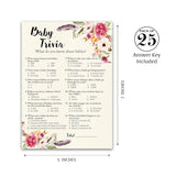 Bohemian Theme Baby Shower Games — Boho Baby Trivia Game — Pack Of 25 — Fun Facts Girl Pink Floral Feather Rustic Chic Co-Ed Couples Shower Activity Gender Reveal Party G400-Trv