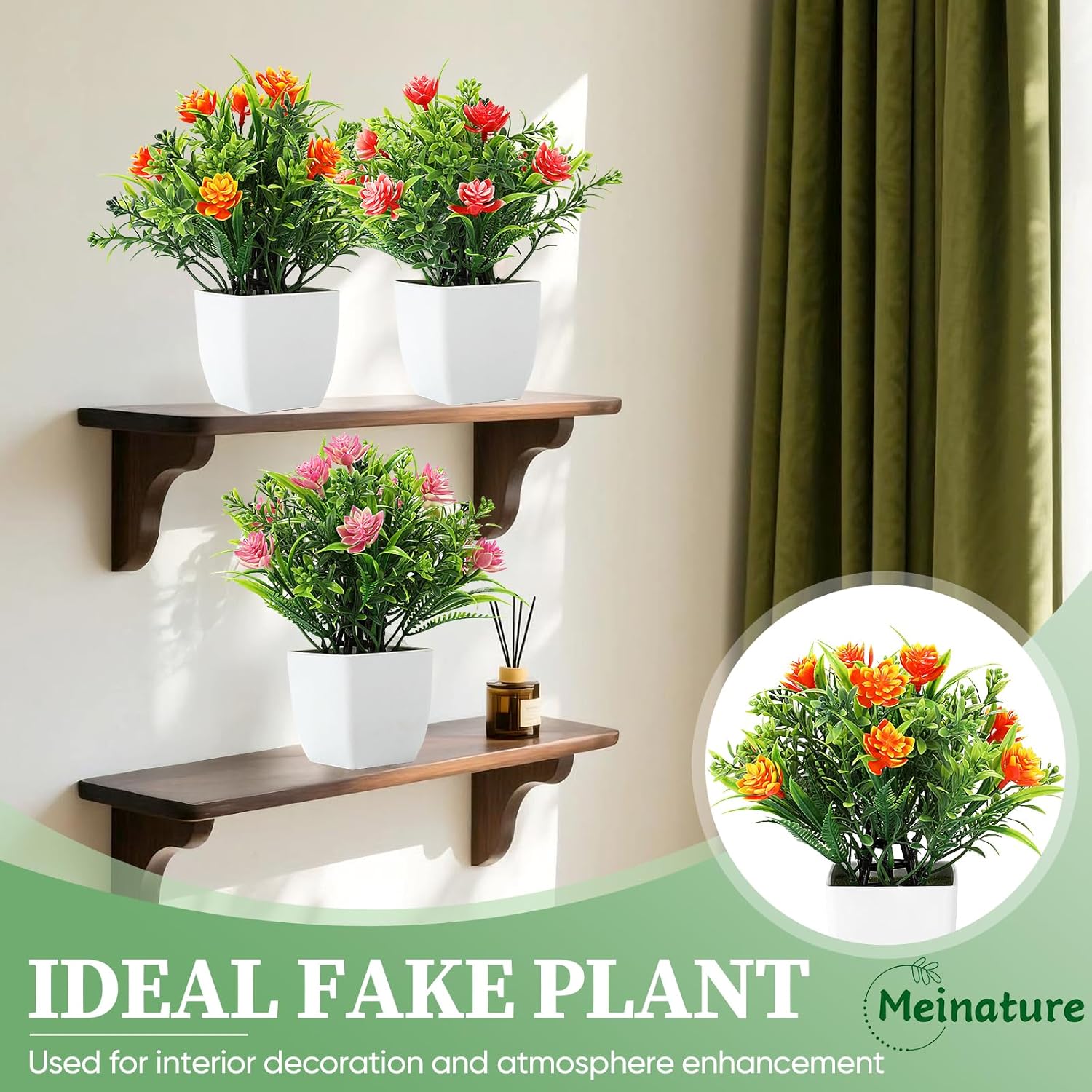 4 Pack Small Artificial Plants With Flowers - Mini Fake Potted Plants For Home Decor Indoor, Office Desk, Bathroom, Shelf, Table Decorations