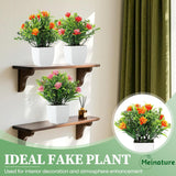 4 Pack Small Artificial Plants With Flowers - Mini Fake Potted Plants For Home Decor Indoor, Office Desk, Bathroom, Shelf, Table Decorations