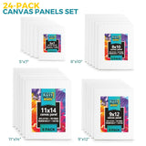 24-Pack Canvas For Painting, 6 Of 5X7, 8X10, 9X12,11X14 Painting Canvas Boards, Art Supplies For Adults & Kids - 100% Cotton Primed Canvases For Painting Acrylic, Oil, Watercolor, Tempera