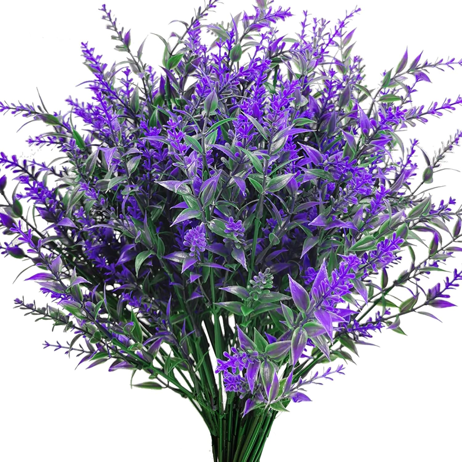12Pcs Artificial Lavender Flowers Fake Plastic Outdoor Plants Uv Resistant Shrubs For Indoor Outside Home Porch Garden Window Box Wedding Party Decoration