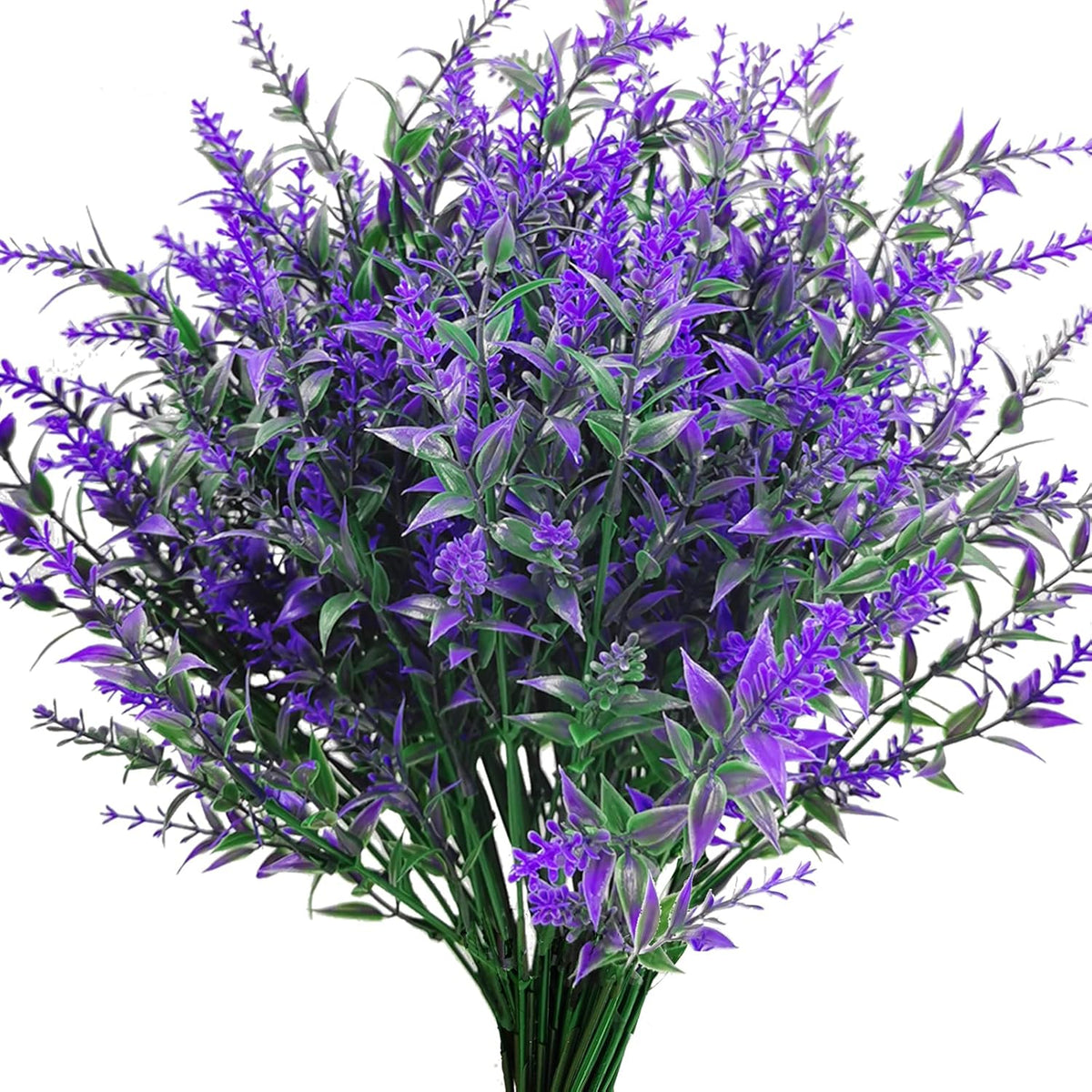 12Pcs Artificial Lavender Flowers Fake Plastic Outdoor Plants Uv Resistant Shrubs For Indoor Outside Home Porch Garden Window Box Wedding Party Decoration