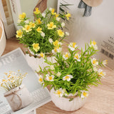 Artificial Flowers, Daisy Flower With Vase Silky Artificial Daisies Bouquet Fake Plant Bonsai For Home Office Wedding Decoration, Table Centerpieces Arrangement, Windowsill Décor, Yellow Daisy
