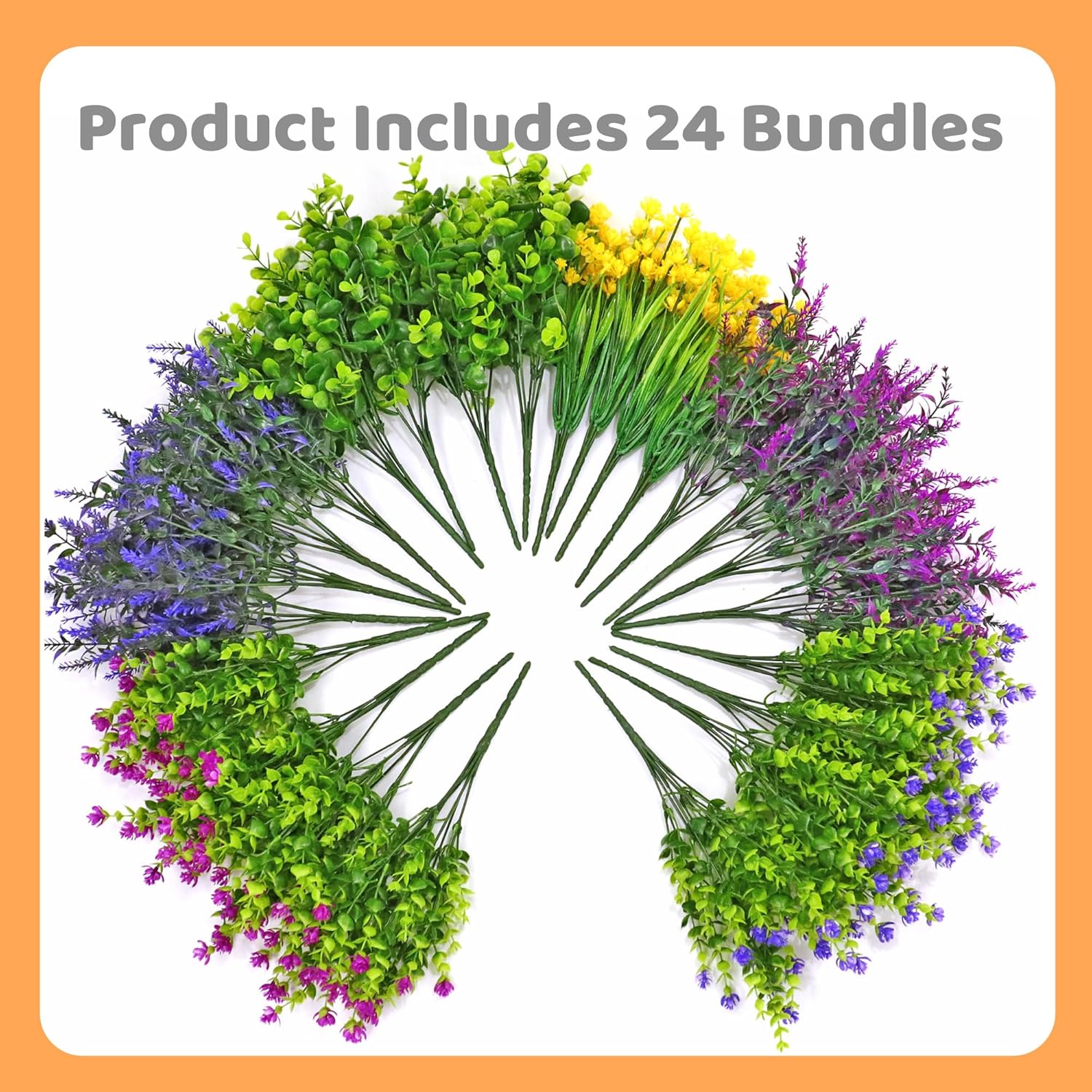 24 Bundles Artificial Fake Flowers Outdoor, Uv Resistant No Fade Boxwood Faux Plastic Shrubs Greenery Plants For Garden Patio Porch Window Box Home Indoor Wedding Farmhouse Hanging Planter Décor