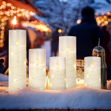 Flameless Led Pillar Candles With Remote Control And Timer, Battery Operated Flickering Electric Candles Set Of 5, Crackle Design For Home Decor Wedding Party(D2.2'' X H5''/5''/6''/7''/8'')