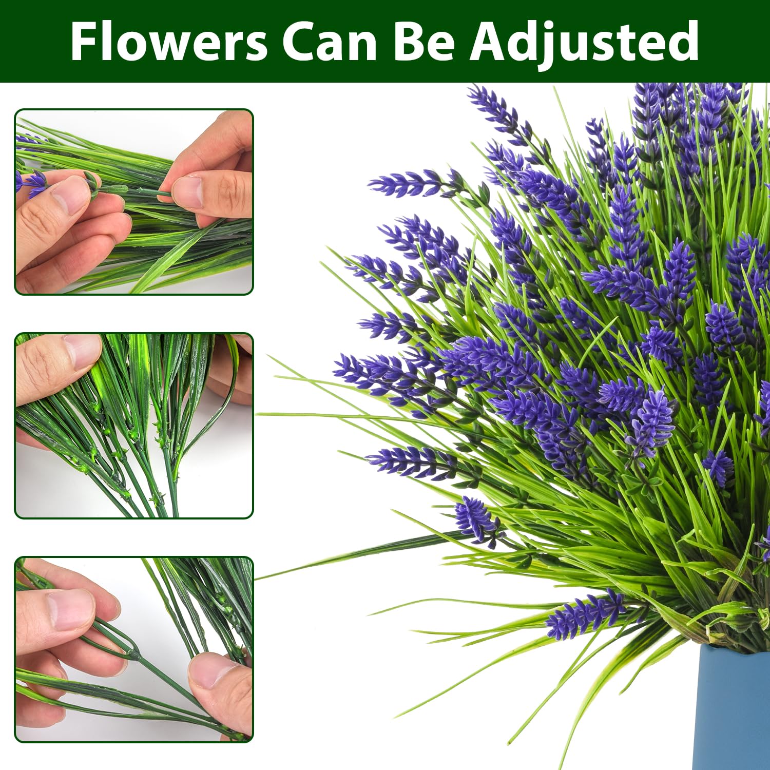 20 Bundles Artificial Plants Outdoor, Uv Resistant Fake Flowers? Realistic Faux Lavender Shrubs For Porch Garden Window Box Home Decoration (Purple)
