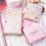Wedding Wrapping Paper Roll, 17In X 33Feet Gold Foil Heart Bridal Shower Gift Wrap For Mothers Day, Engagement, Baby Shower, Valentines Day